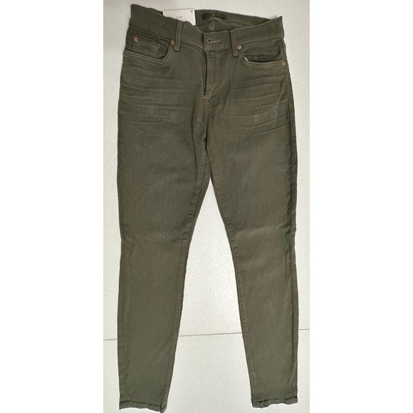 7 For All Mankind NWT Ankle Skinny Jeans Olive Green Mid Rise Denim Jeans Sz 27 - Picture 1 of 10